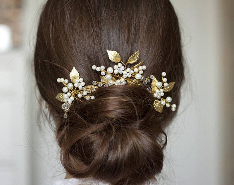 FXmimior Bridal Headpiece Vintage Crystal Leaf Hair Pins Bobby Pins Wedding Party Hair Accessories(pack of 3) (gold) - Image 2